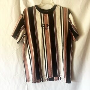GUESS Originals Striped Tee in Pink and Black